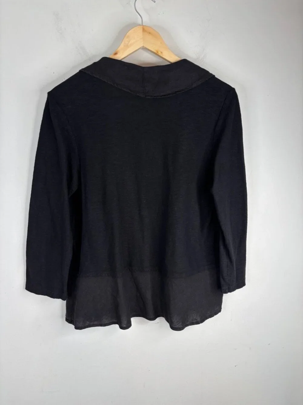 Cut Loose Linen Cardigan Blazer M Black Lagenlook Made in USA Boho Minimalist
